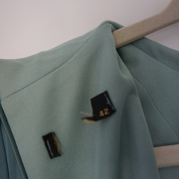 Flowy Aqua Chiffon Long Sleeve Formal Dress with Embellished Waist - Picture 8 of 10